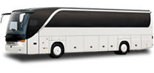 a plain white charter bus